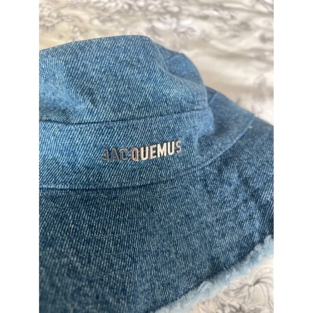 Jacquemus Blue Denim Bucket Hat with Frayed Trim - Picture 2 of 5